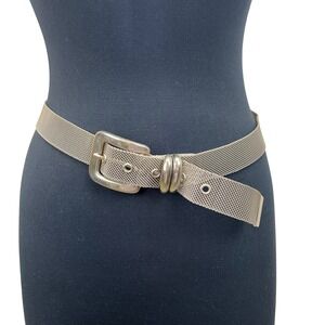 Mesh Metal Belt Womens Medium Silver VTG Style 90s Y2K READ Holes at 30-34"